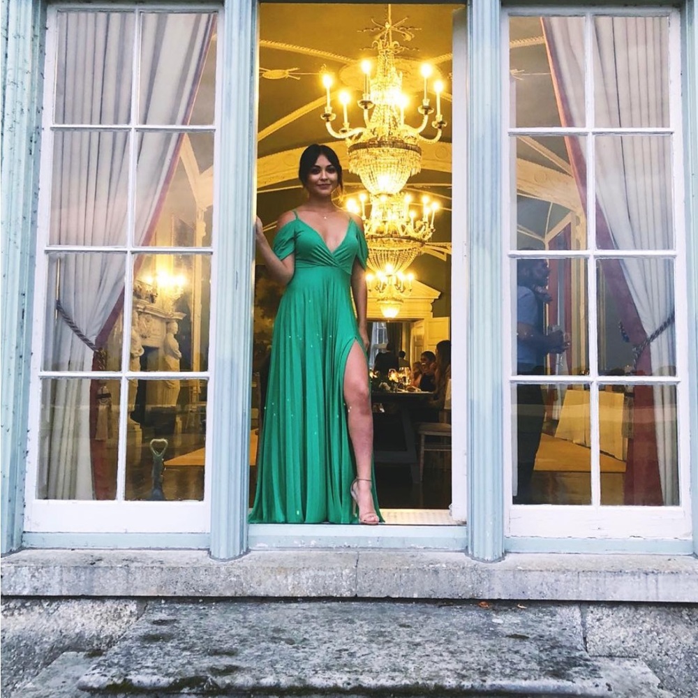 ASOS cold shoulder pleated maxi dress